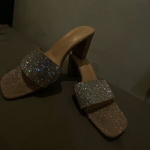 Sparkling Rhinestone Heeled Sandals